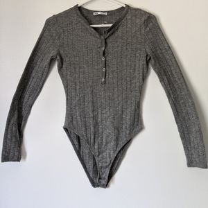 Grey Zara Henley bodysuit